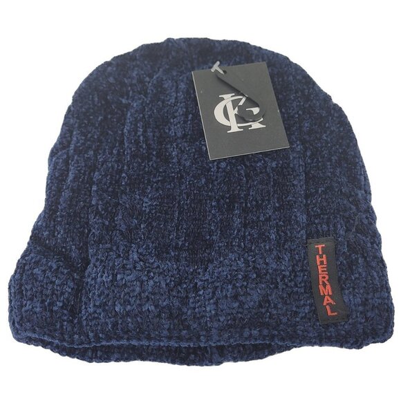 NEW Women's Beanie Hat Cap Solid Plain Knit Ski Skull Cuff Warm Winter - Blue - Picture 1 of 3